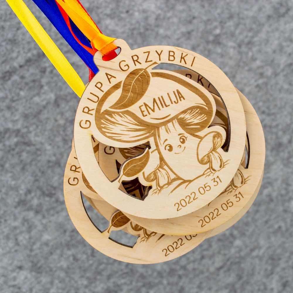 Medinis medalis Grybukas su atlasine juostele