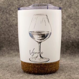 VYnas - graviruotas termosinis puodelis su vardu ir vyno taure