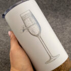Šampanas graviruotas termosnis puodelis bokalas su vardu