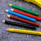 Personalizuotų spalvotų pieštukų rinkinys su įstaigos logotipu